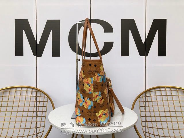 MCM女包 原單 Essential頂部拉鏈購物包 花卉圖案 MCM手提袋 MCM女單肩包  mdmc1312